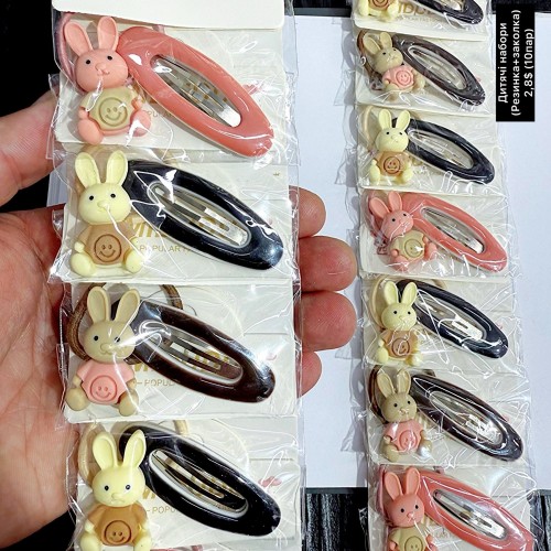 Дитячі набори 0051 «резинка+заколка» (10пар.)